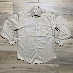 Joseph & Feiss‎ International 80's 2 ply Non Iron Button Up Shirt 15 32/33 Tan